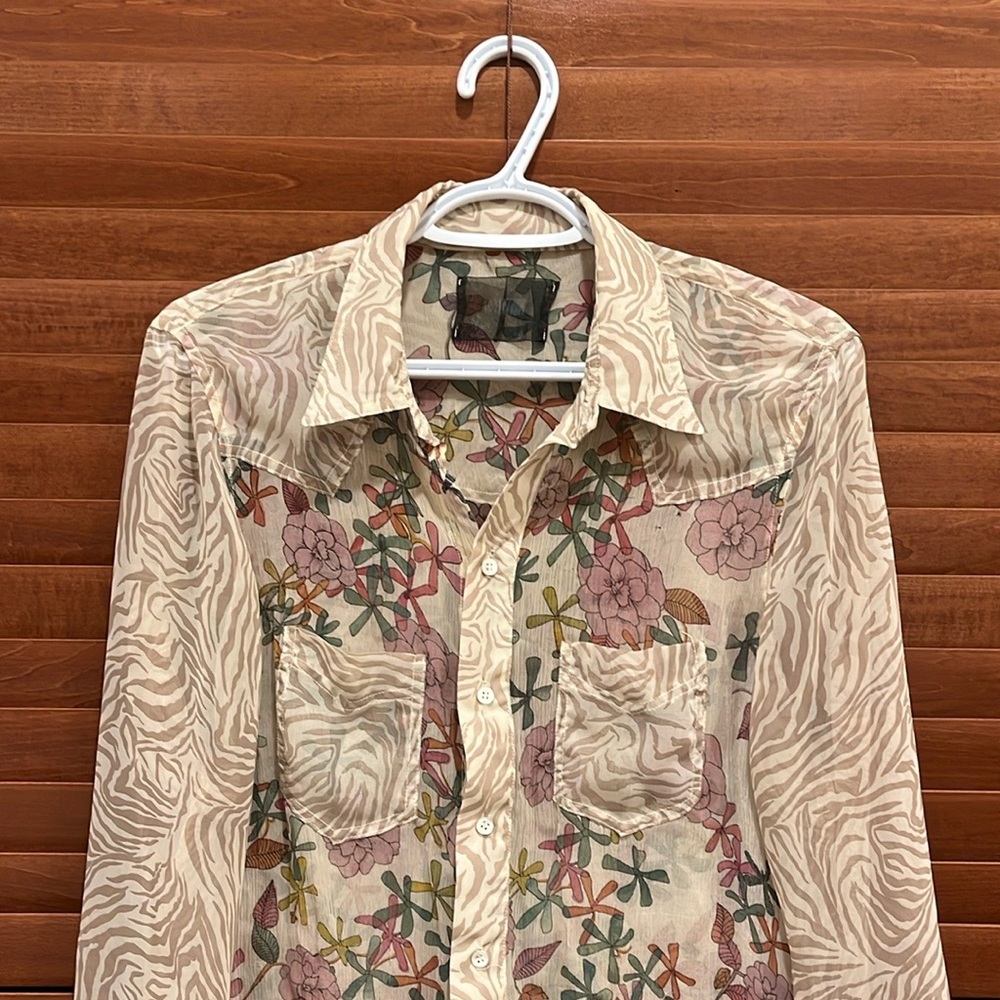 Reformation Floral Patchwork Button Down Shirt - Picture 3 of 12